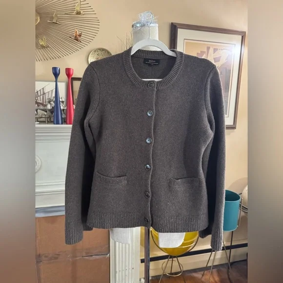 Quince Mongolian Cashmere Structured Cardigan in brown size S - Picture 9 of 16